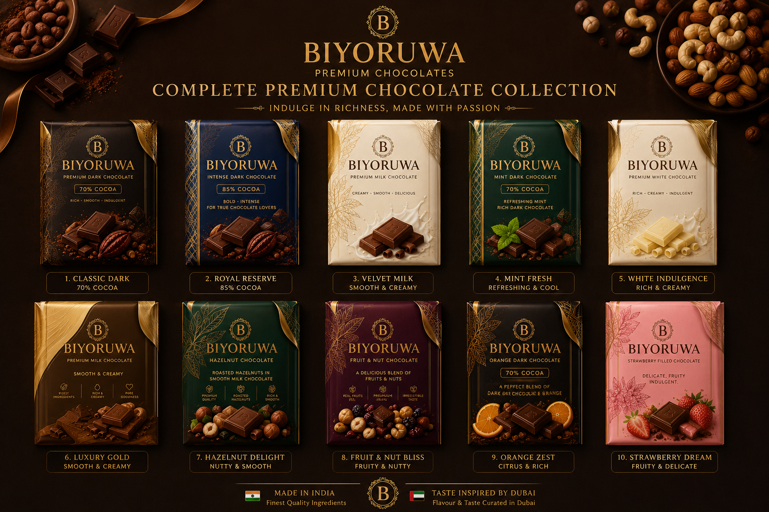 Complete Biyoruwa premium chocolate collection